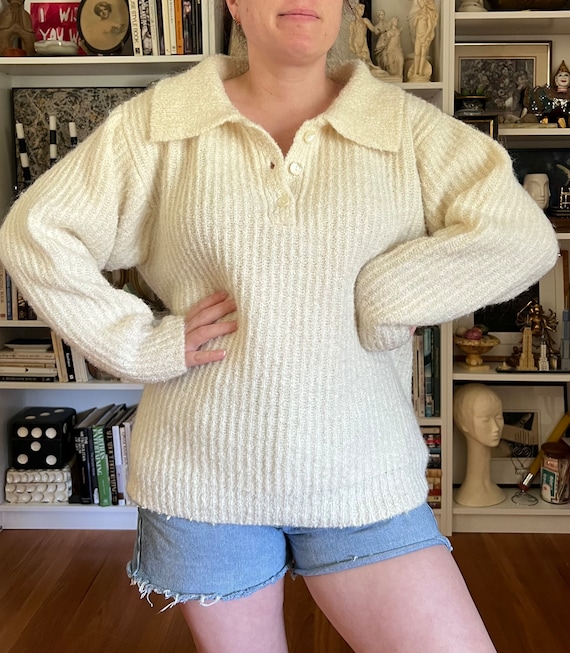 Vintage Ivory Collared Sweater - image 4