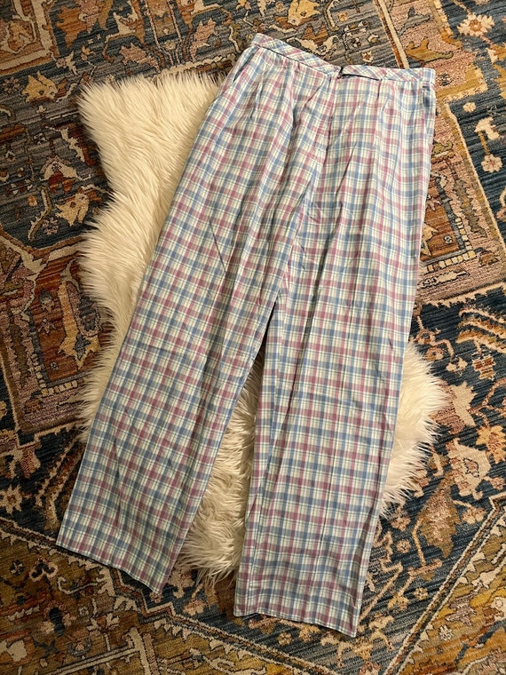 Vintage 1970s Pastel Plaid Pants - image 2