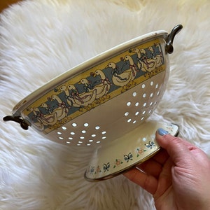 Vintage Geese Duck Enamel Metal Colander Stainer