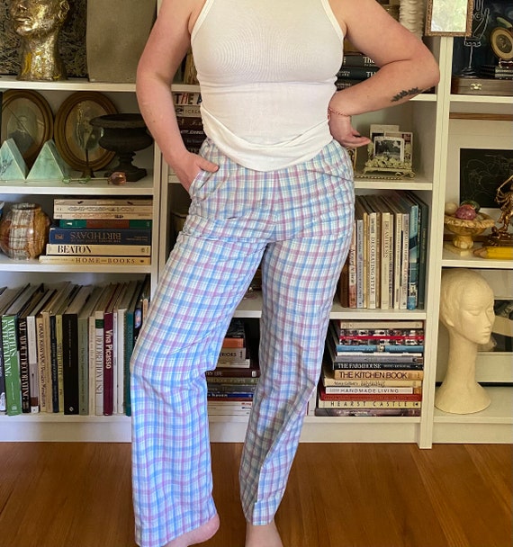 Vintage 1970s Pastel Plaid Pants - image 7