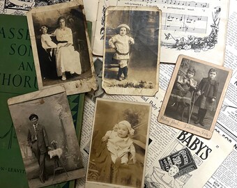 Vintage RPPC Portrait Set: Black & White Antique Photographs