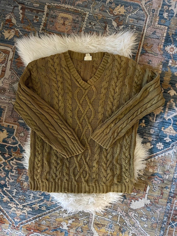 Vintage 1990s Brown Cable Knit Sweater - image 2
