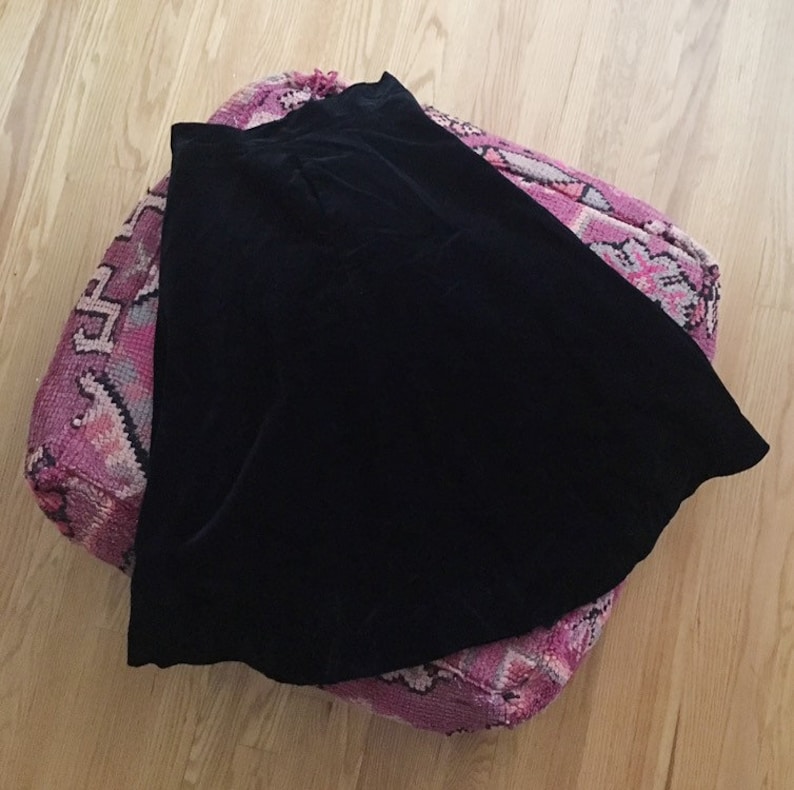 Vintage Mid Century Black Velvet Skirt Mod Retro Full Circle Skirt