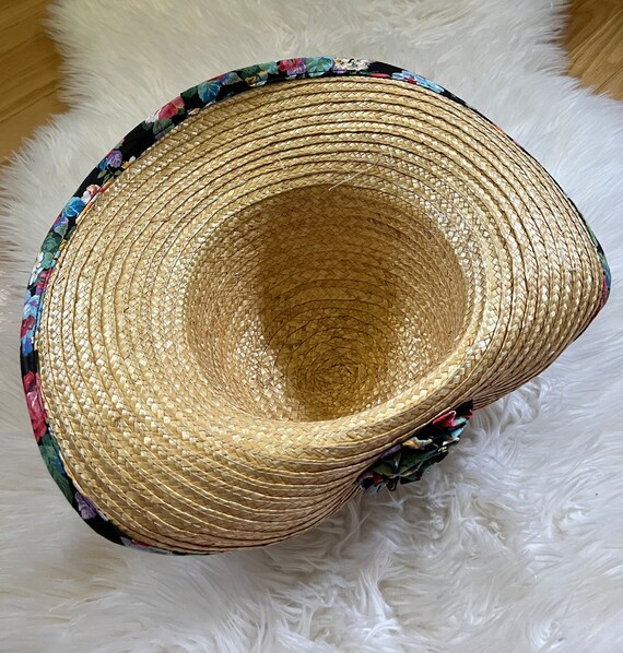 Vintage 1990s Woven Floral Sun Hat - image 7