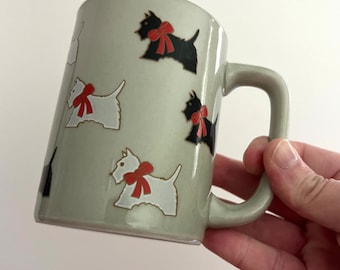 Vintage Otagiri Coffee Mug Cup Black White Scottie Dogs Pup Scottish Terrier Japan MCM