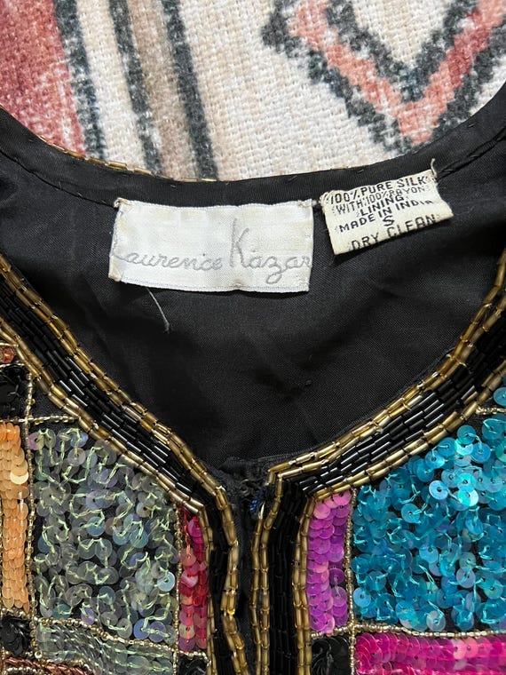 Vintage Laurence Kazar Beaded Sequin Jacket Color Block