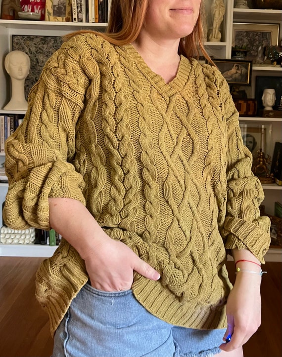 Vintage 1990s Brown Cable Knit Sweater - image 4