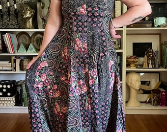Vintage Floral and Paisley Maxi Dress