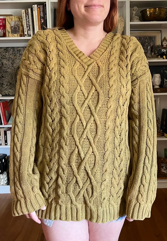 Vintage 1990s Brown Cable Knit Sweater - image 3