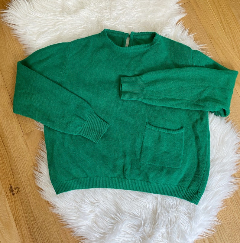 Vintage 1990s United Colors of Benetton Green Wool Cropped Sweater