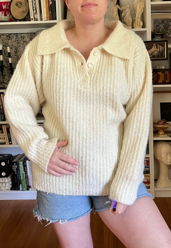 Vintage Ivory Collared Sweater - image 5