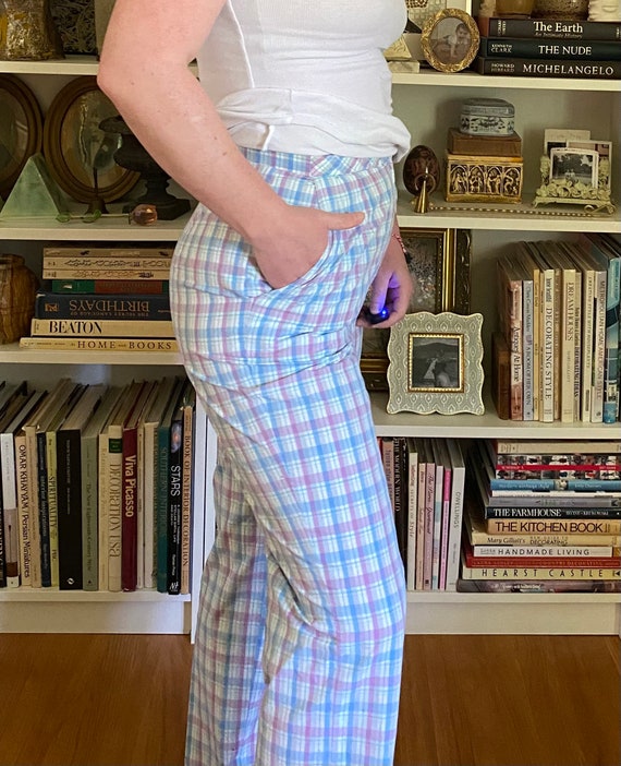 Vintage 1970s Pastel Plaid Pants - image 5