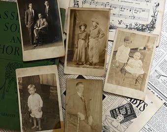 Vintage RPPC Portrait Photographs - Set of Five - Antique Ephemera