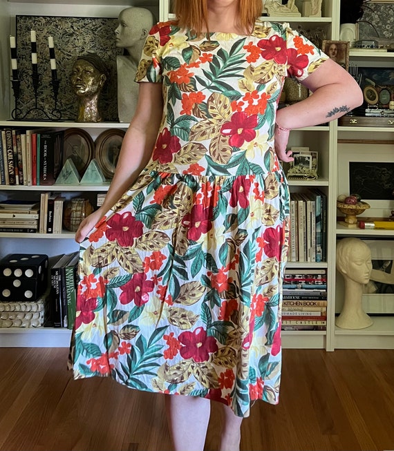 Vintage 1980s Young Hawaii Tropical Midi Dress - image 3