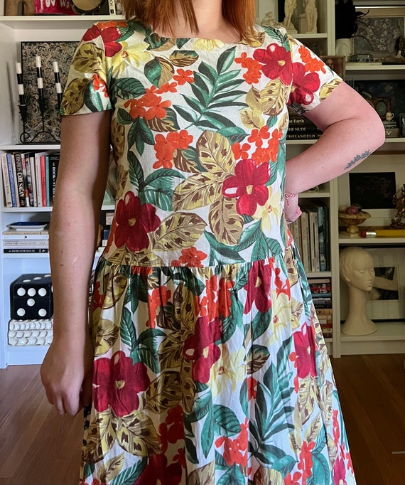 Vintage 1980s Young Hawaii Tropical Midi Dress - image 4