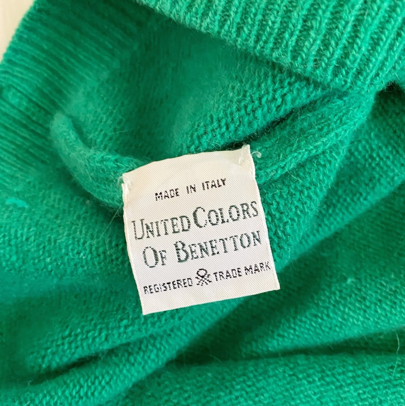 Vintage 1990s United Colors of Benetton Green Wool Cropped Sweater