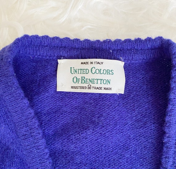 Vintage 1990s United Colors of Benetton Wool Blue… - image 9