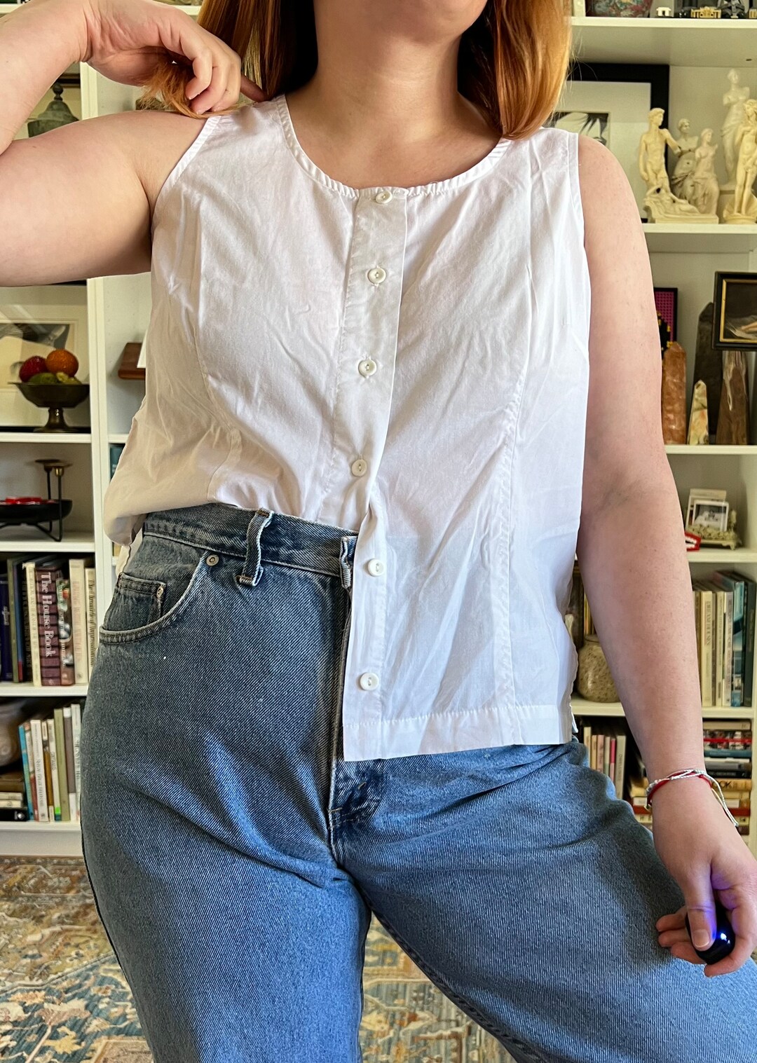 Sand Button Down Tank