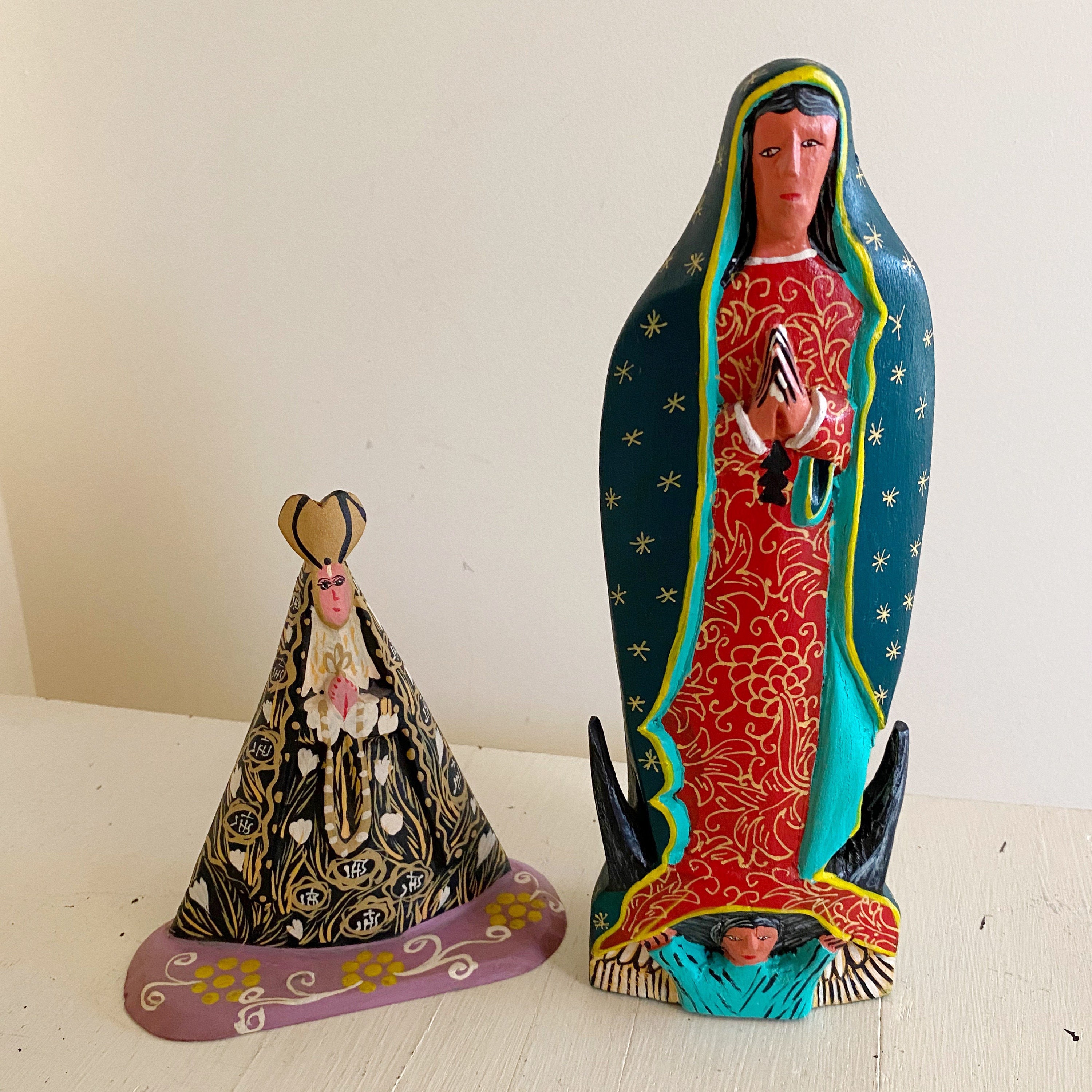 Vintage Oaxacan Folk Art Figurines Wooden Religious Set, Hipolito Lopez Ortega