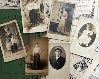 Vintage RPPC Portrait Photographs: Set of Six Black & White Postcards