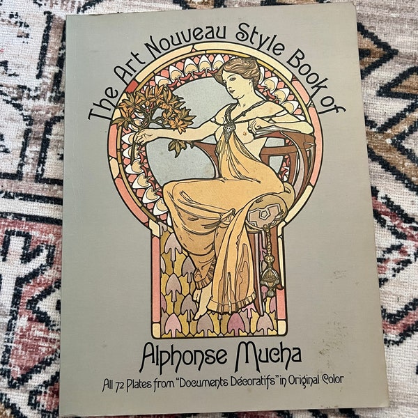 Vintage 1980 The Art Nouveau Style Book of Alphonse Mucha Paperback Book