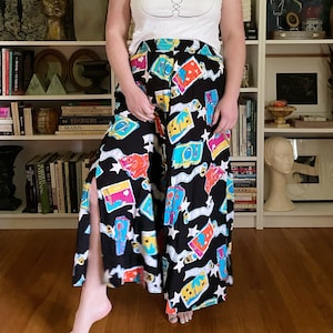 Vintage 1980s Beach Vacation Novelty Midi Skirt