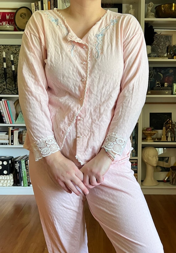 Vintage 1990s Pink and Lace Pajama Set