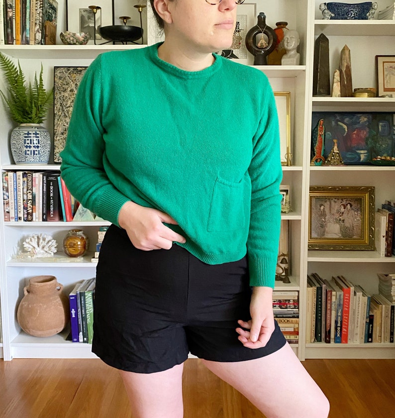 Vintage 1990s United Colors of Benetton Green Wool Cropped Sweater