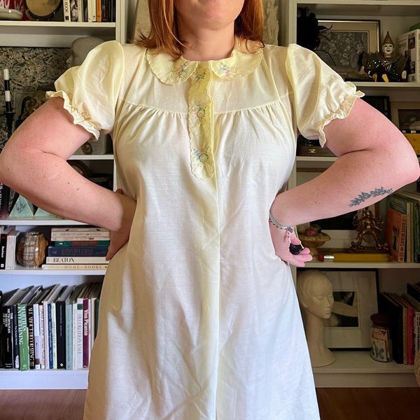 60’s Retro Floral Embroidered Nightgown by Caroll