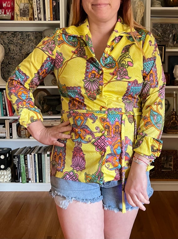 Vintage Mid Century Yellow Blouse