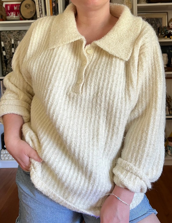 Vintage Ivory Collared Sweater - image 3