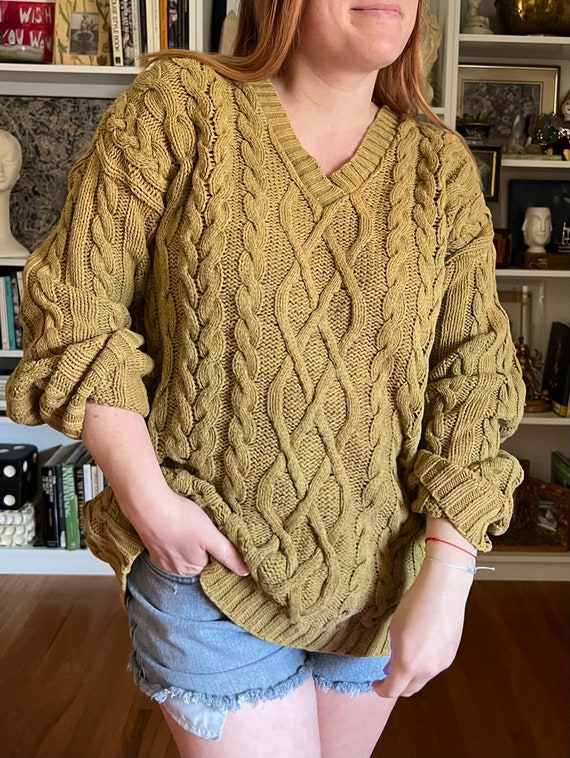 Vintage 1990s Brown Cable Knit Sweater - image 1