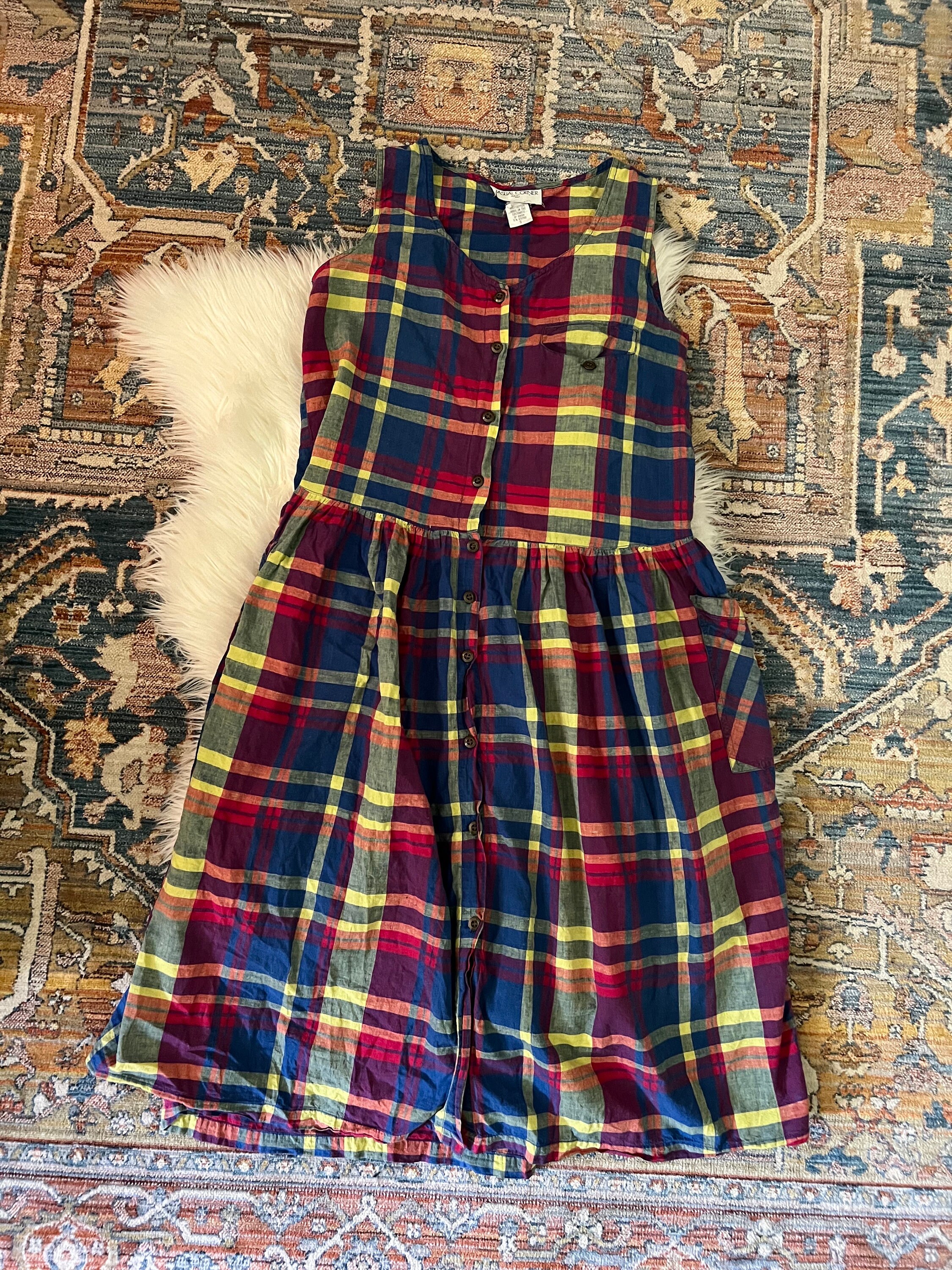 Vintage 1990s Plaid Jumper Dress - Etsy