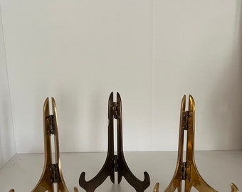Vintage Set of Three 4.75 Small Brass Picture Art Easels