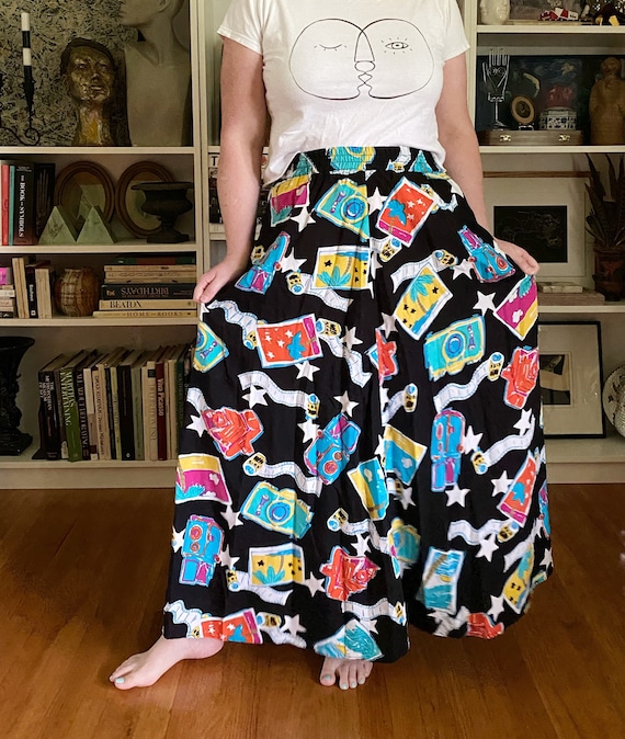 Vintage 1980s Beach Vacation Novelty Midi Skirt - image 3