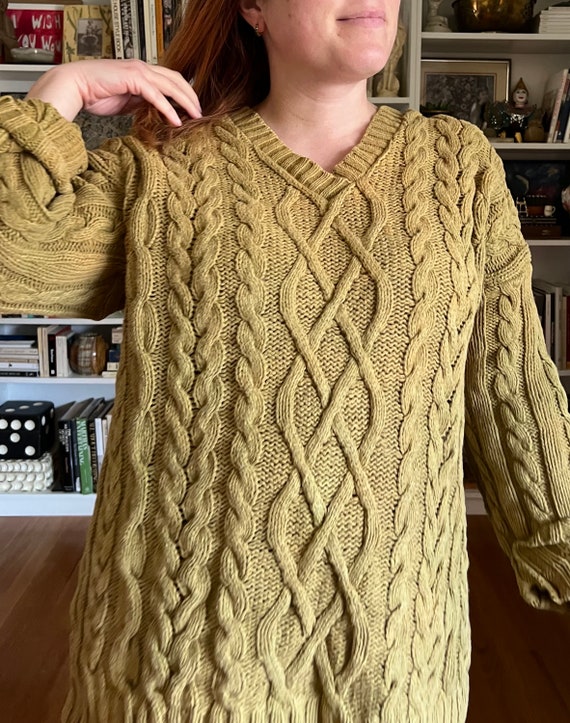 Vintage 1990s Brown Cable Knit Sweater - image 5