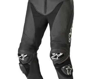 Spodnie motocyklowe Alpinestars Leather Racing: czarne, inspirowane MotoGP