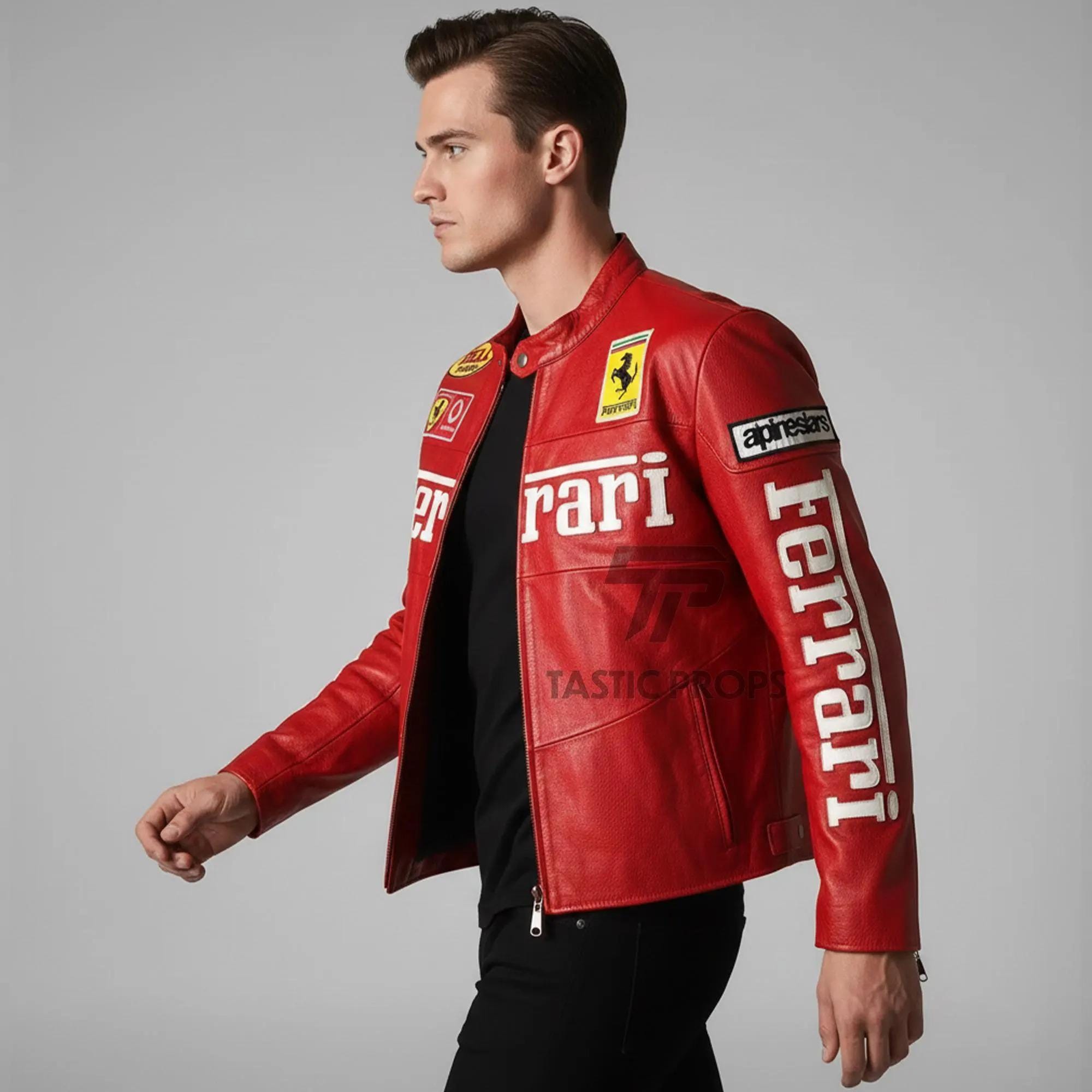 FERRARI 刺繍ロゴ入り　ヴィンテージレザージャケット XLサイズ FERRARI 刺繍ロゴ入り ヴィンテージレザージャケット Lサイズ