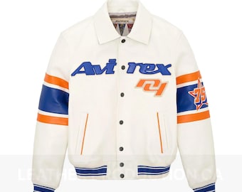Icon City New York Leather Jacket, Limited Edition NBA-Inspired White Bomber