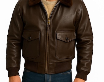 Ręcznie robiona kurtka typu bomber z krowiej skóry: styl vintage US Navy G1 Flight