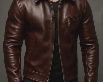 Męska skórzana kurtka motocyklowa w stylu vintage – pikowana kurtka z prawdziwej skóry z odkrytymi ramionami