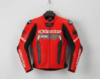Męska skórzana kurtka wyścigowa Alpinestars CE Armored Motorcycle Gear Vintage Moto Biker