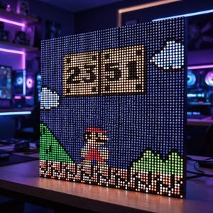 LED Clock – Animated Pixel Art Desk Clock, Retro Gaming Decor
