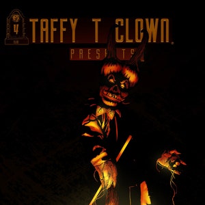 Puede incluir: Una ilustración en negro y naranja de una calabaza con una cara de miedo. La calabaza sostiene una guadaña y tiene el texto "Legends Studios LHV Publishing" escrito en ella.