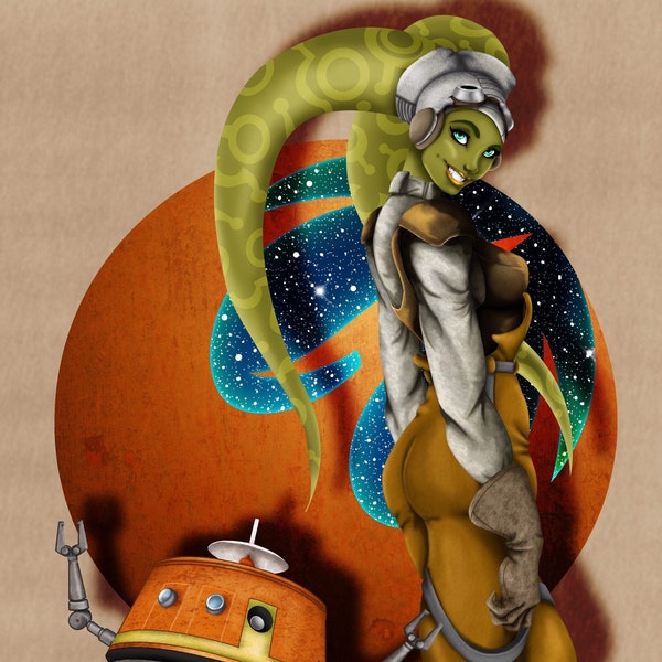Star Wars Rebels Hera and Chopper 11 x 17" poster by artist Batz