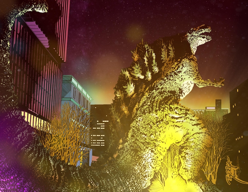 Godzilla Full Color Print - Etsy