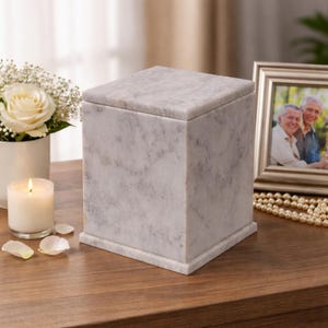 Personalized Badal Gray Marble Cremation Urn – Natural Stone Adult Memorial (129.9 cu in)