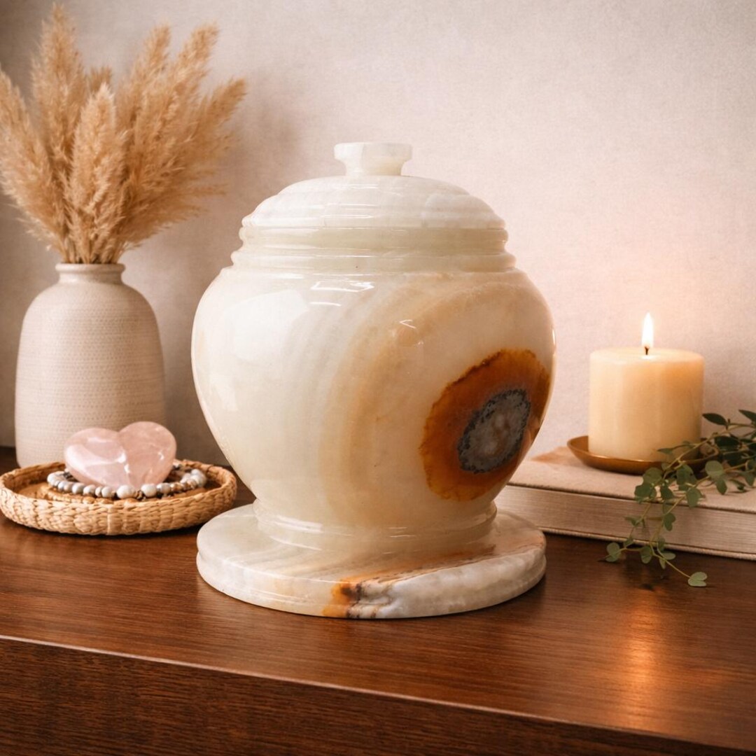 Stone Cremation Box Personalized Natural Marble Cremation Urn – Adult Memorial Stone Urn ...