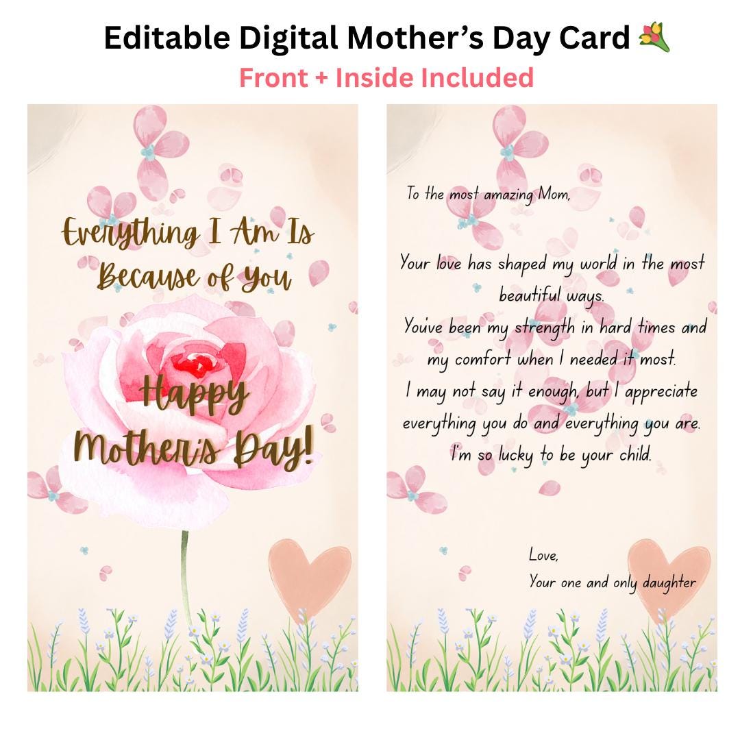 Editable Mother's Day Card | Animated Canva Template (digital Download ...