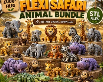 Safari Animals STL Bundle | 2000+ 3D Print Files for Planters, Figurines (Digital Download)